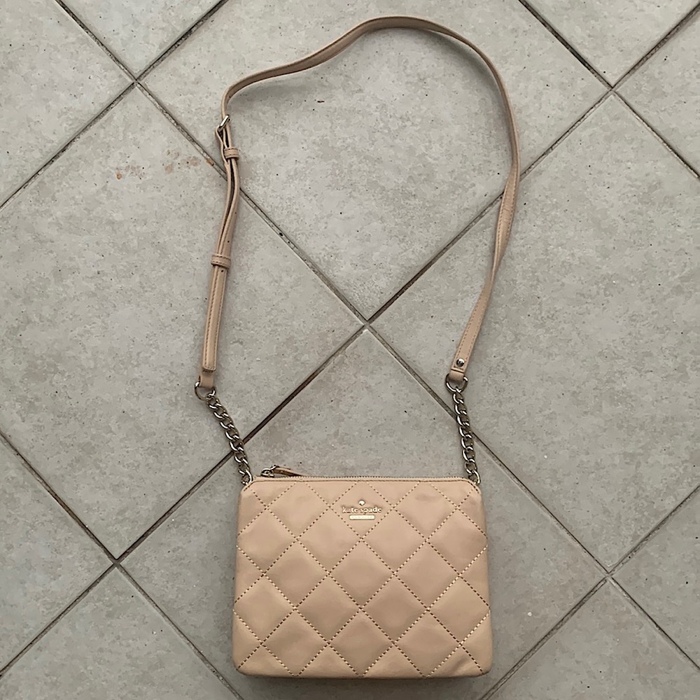 Kate Spade Nude Leather Quilted Crossbody